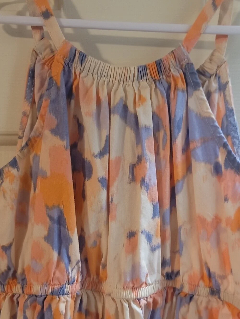 Gap Kids Sleeveless Watercolor Print Midi Dress in Peach & Lavender